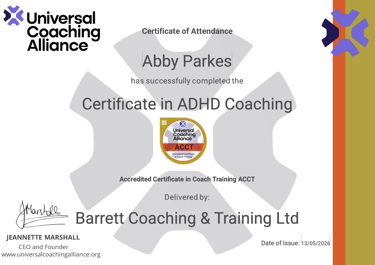 Universal Coaching Alliance - Certificate in ADHD Coaching - Abby Parkes
